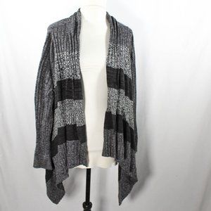 Classic Streetwear Comfy Gray Hue Stripe Open Front Cardigan